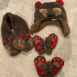 Gap Kids bear hat, scarf and mitten set